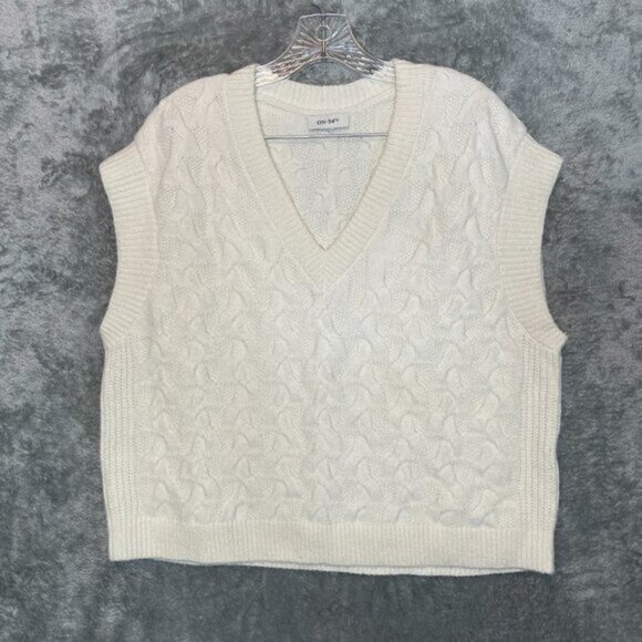 On 34th Women Classic Preppy Old Money Clean Girl Cropped Knit Sweater Vest L* - Picture 1 of 10